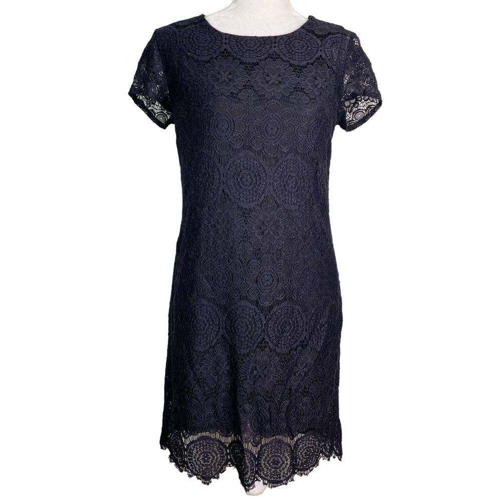 Laundry by Shelli Segal Dress Lace 6 Black Short Sleeves